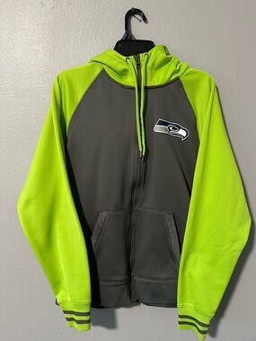 Size Small Neon Green & Gray Full-Zip Hoodie Uni-Sex
